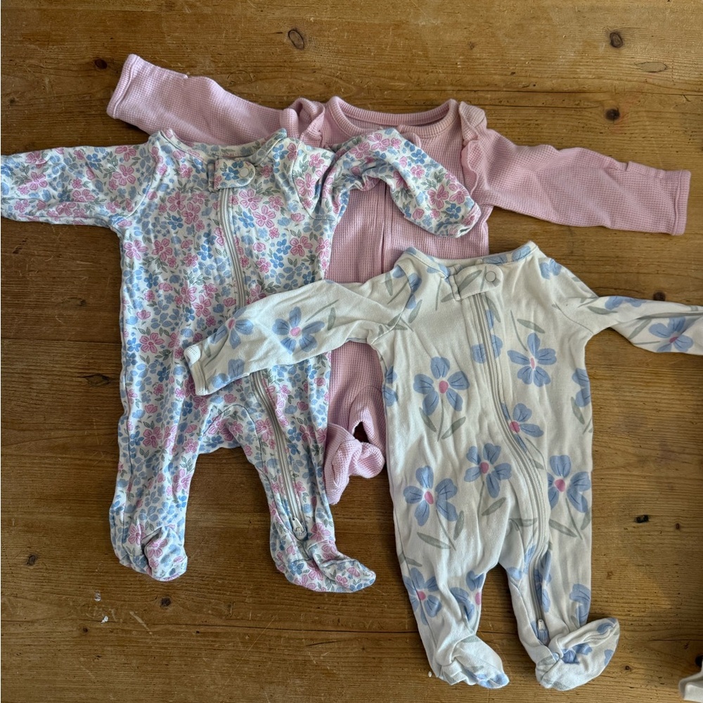 Carter's Pink and Floral Kids Footies Set